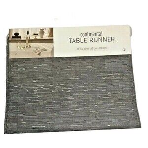 Continental Collection Table Runner 14x70" Gray Spill Proof Polyester Bardwil
